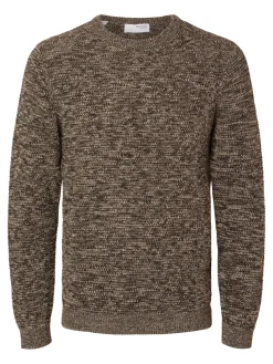 Selected Miesten Neule, Vince Bubble Crew Ruskea Kuosi