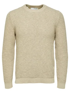 Selected Miesten Neule, Vince Bubble Crew Vaalea Beige