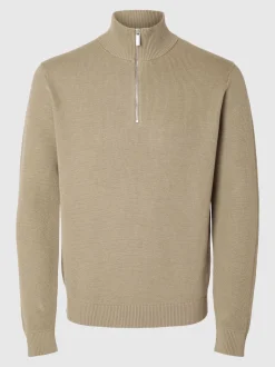 Selected Miesten Neulepusero DANE LS KNIT STRUCTURE HALF ZIP, Kelp