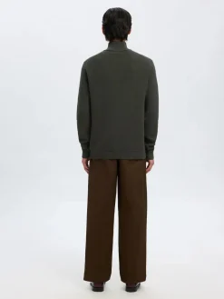 Selected Miesten Neulepusero, DANE LS KNIT STRUCTURE HALF ZIP Deep Forest