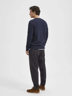 Selected Miesten Neulepusero, RAI LS KNIT CREWNECK Tummansininen