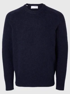 Selected Miesten Neulepusero, RAI LS KNIT CREWNECK Tummansininen