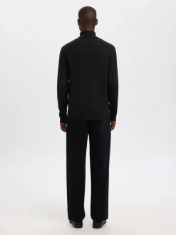 Selected miesten neulepusero K DANE LS KNIT STRUCTURE ROLLNECK NOS, musta