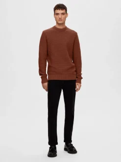 Selected Miesten Neulepusero, K THIM STRUCTURE CREW Keskiruskea