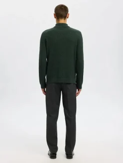 Selected miesten neulepusero, TREVOR LS KNIT STRUCTURE ROLL NECK Deep Forest