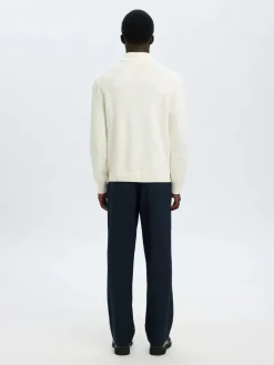 Selected miesten neulepusero, TREVOR LS KNIT STRUCTURE ROLL NECK Egret