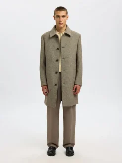 Selected miesten neulepusero SLHCRAN LS Knit Structure Half Zip Polo, Angora