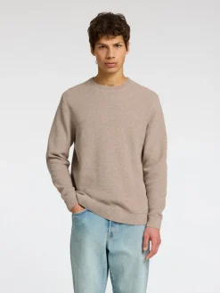Selected Miesten Neulepusero ROSS LS KNIT STRUCTURE NOS ORGANIC COTTO, Oatmeal Greige