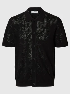 Selected miesten paita, ARCO SS KNIT STRUCTURE POLO Musta