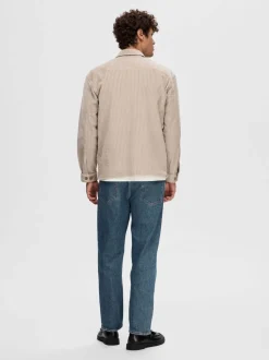 Selected miesten paita, K PEDER CORDUROY OVERSHIRT Beige