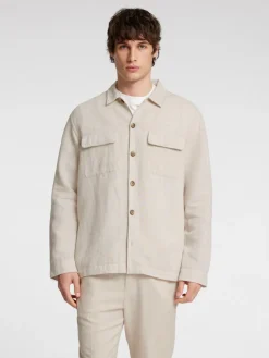 Selected miesten paitatakki, LEROY SUN OVERSHIRT Beige