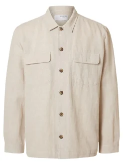 Selected miesten paitatakki, LEROY SUN OVERSHIRT Beige