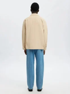 Selected miesten paitatakki, SLHREGTATE CORD OVERSHIRT Oatmeal