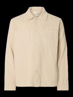 Selected miesten paitatakki, SLHREGTATE CORD OVERSHIRT Oatmeal