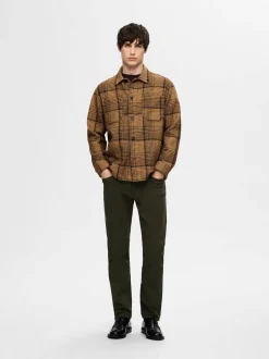 Selected Miesten Paitatakki, BOXY HOUNDSTOOTH BIG CHECK OVERSHIRT Ruskea Ruutu