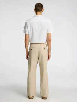 Selected miesten pellavasekoitehousut, K LOOSE BRODY LINEN PANT Beige