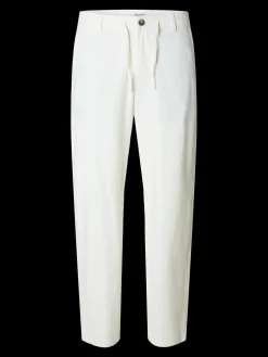 Selected miesten pellavasekoitehousut, K LOOSE BRODY LINEN PANT Valkoinen