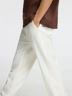 Selected miesten pellavasekoitehousut, K LOOSE BRODY LINEN PANT Valkoinen