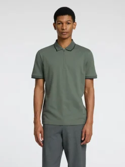Selected miesten pikeepaita, FAVE SPORT ZIP SS POLO Khaki