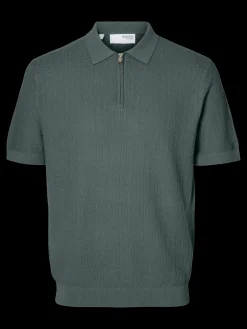 Selected miesten pikeepaita, CRAN SS KNIT STRUCTURE Balsam Green