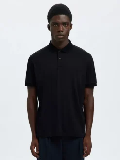 Selected miesten pikeepaita SLHFAVE Button SS Polo, musta
