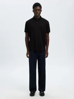 Selected miesten pikeepaita SLHFAVE Button SS Polo, musta