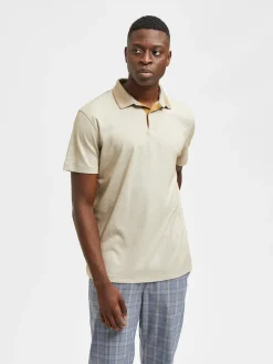 Selected Miesten Pikeepaita LEROY COOLMAX NOS VIILENTÄVÄ PIKEE Beige