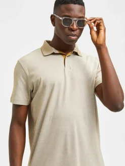 Selected Miesten Pikeepaita LEROY COOLMAX NOS VIILENTÄVÄ PIKEE Beige