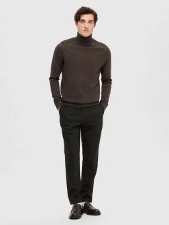 Selected, Miesten Pooloneule, Berg Roll Neck Tummanruskea