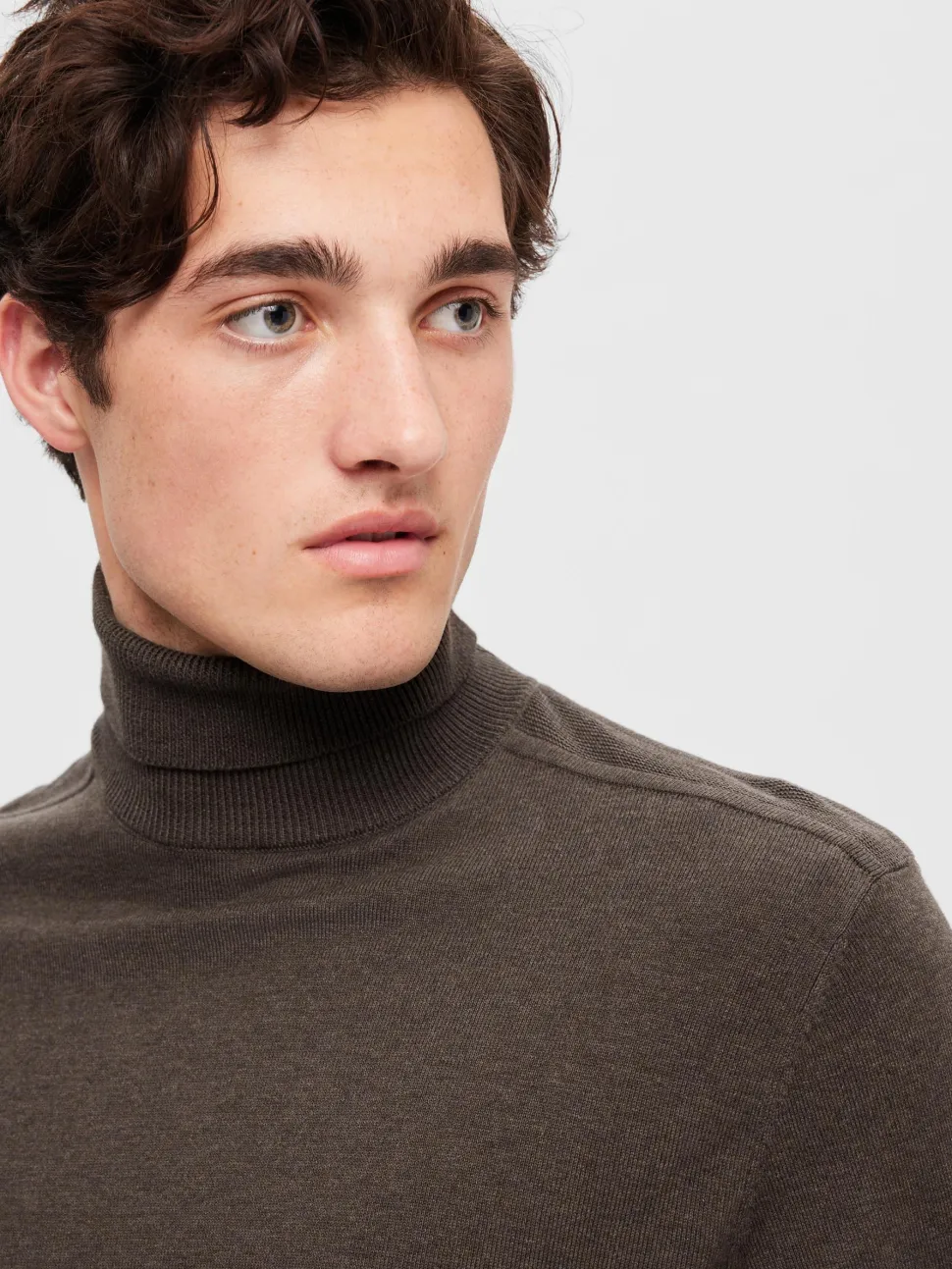 Selected, Miesten Pooloneule, Berg Roll Neck Tummanruskea