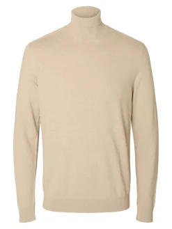 Selected, Miesten Pooloneule, Berg Roll Neck Oatmeal Melange