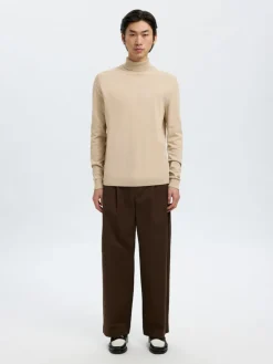 Selected, Miesten Pooloneule, Berg Roll Neck Oatmeal Melange