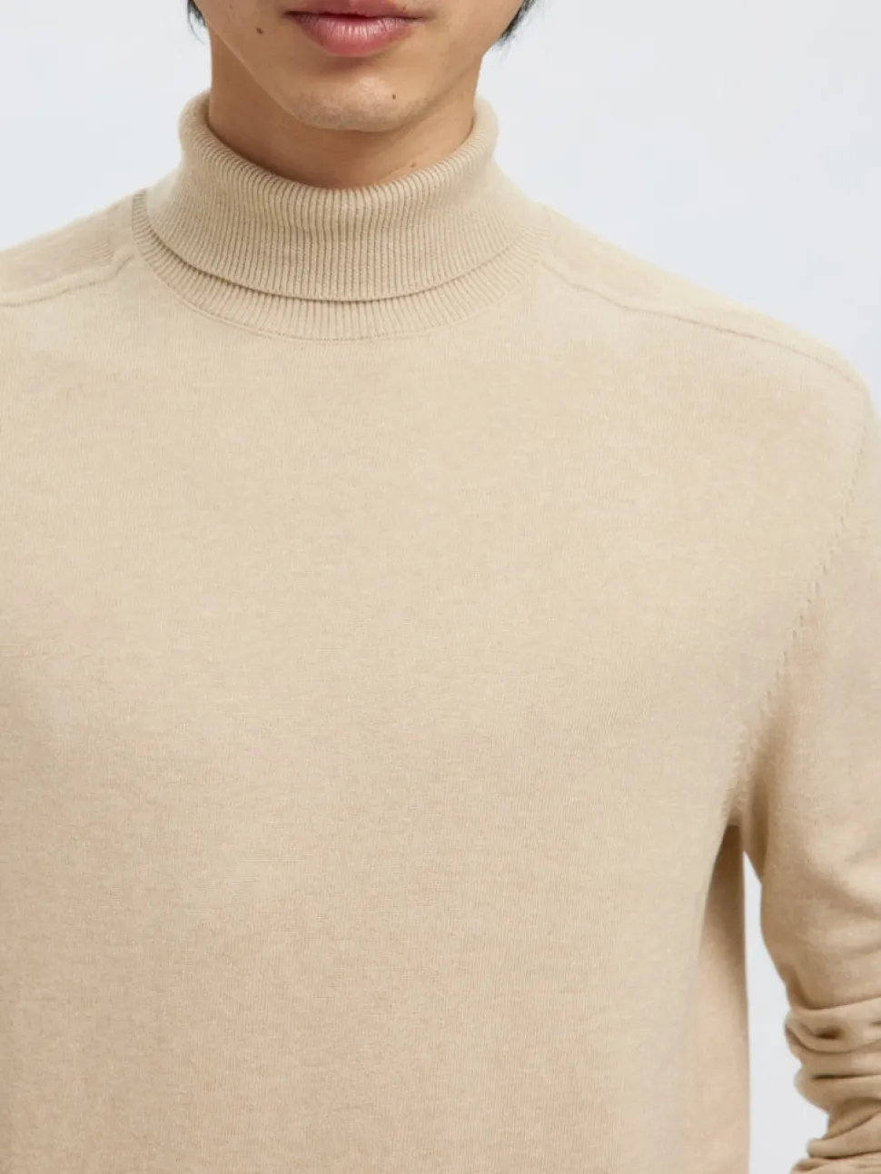 Selected, Miesten Pooloneule, Berg Roll Neck Oatmeal Melange