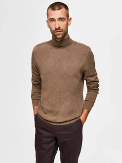 Selected, Miesten Pooloneule, Berg Roll Neck Beige