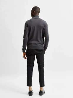 Selected miesten pooloneule Berg Roll Neck Noos, Antracit Melange