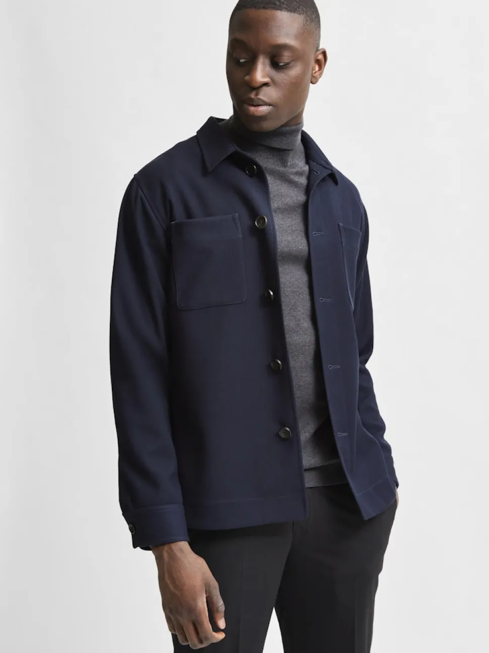 Selected miesten pooloneule Berg Roll Neck Noos, Antracit Melange