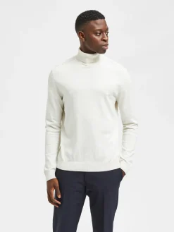Selected, Miesten Pooloneule, Berg Roll Neck Valkoinen