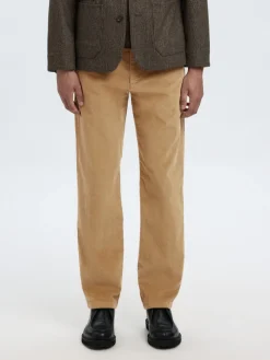 Selected miesten suorat housut Straight Miles vakosamettihousut, Kelp