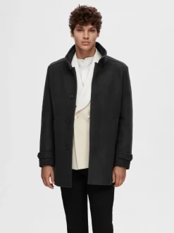 Selected Miesten Takki, REUBEN WOOL COAT Musta
