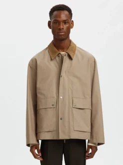 Selected miesten takki SLHKYLE Cotton JKT, Weathered Teak