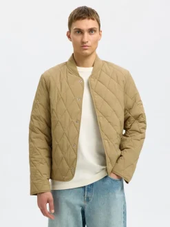 Selected miesten tikkitakki, ERIK QUILTED JACKET Beige