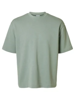 Selected miesten t-paita, LOOSE OSCAR SS O-NECK Vihreä