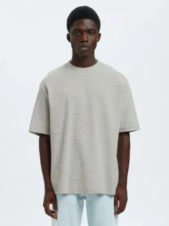 Selected miesten t-paita, LOOSE OSCAR SS O-NECK, Light Grey Melange