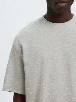 Selected miesten t-paita, LOOSE OSCAR SS O-NECK, Light Grey Melange