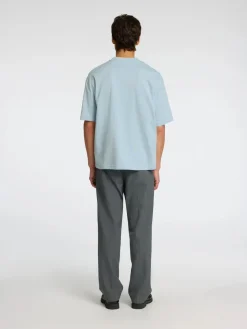 Selected miesten t-paita, LOOSE OSCAR SS O-NECK Vaaleansininen
