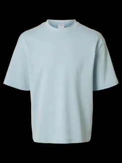 Selected miesten t-paita, LOOSE OSCAR SS O-NECK Vaaleansininen
