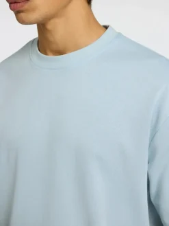 Selected miesten t-paita, LOOSE OSCAR SS O-NECK Vaaleansininen