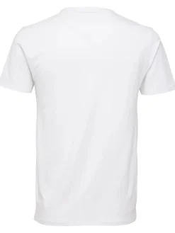 Selected Miesten T-paita, Pima Ss V-neck Bright White