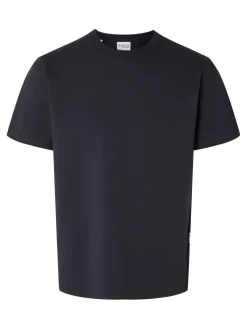 Selected miesten t-paita, SANDER SEERSUCKER SS O-NECK Tummansininen