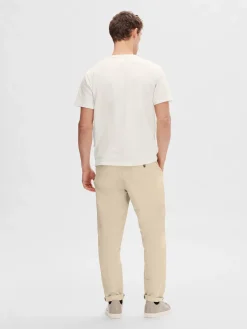 Selected miesten t-paita, SANDER SEERSUCKER SS O-NECK Valkoinen